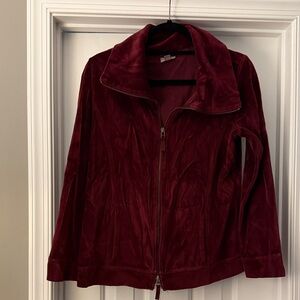 J. Jill Deep Red Velour Jacket